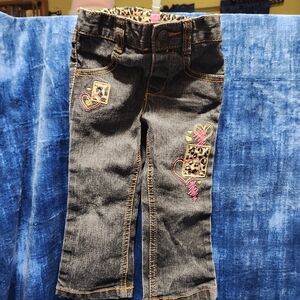 Cute Trendy Dark Blue Jeans with Heart Accents And Gold Trim. Healthtext 18 Mo